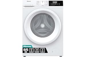 Hisense WDQE8014EVJM Lavadora Secadora 8+5 Kg, 1400 rpm, 15 Programas Automáticos, Vapor, Motor Inverter, Clase Eficiencia Energética D, Clase Eficiencia Lavado A, Pantalla LED, Programa Rápido