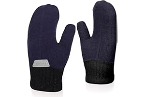 Abeillo Kids Double Layer Warm Knit Mittens, Girls Boys Winter Outdoor Lined Gloves Cute Full Finger Children Knit Gloves for 4-8 Years