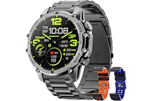 HWAGOL Smartwatch Uomo con Torcia, 1,52'' HD Orologio Smartwatch Militare con 500 mAh Batteria(7-30 Giorni di Durata), Smart Watch Uomo con 110+ Sport Fitness/Frequenza Cardiaca/SpO2/Sonno per Android iOS