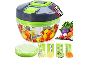 ETIEVORT Tritatutto Manuale a Corda 550 Ml, Trita Verdure Manuale, Tagliaverdure Manuale con 4 Lame Ad Onda, 1 Coperchio di Ricambio, Trita Cipolla Manuale per Verdura, Cipolla,Frutta, Prezzemolo,Nuovi modelli