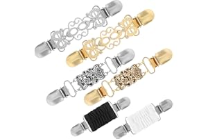 KUHAWL 6 Stück Vintage Strickjacke Clips, Cinch Clip Cardigan Clip Waist Clip Hosen Enger Machen Clip Clips für Kleidung, Brosche Silber Schlicht Schal Clips für Umhang Jacke Mantel