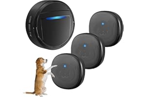 Whimsii Wireless Dog Doorbell, Ring Bell to Go Outside, IP55 Waterproof Buttons, 55 Melodies, 4 Volume Levels & 950ft Range (Black, 1 Receiver 3 Transmitters)