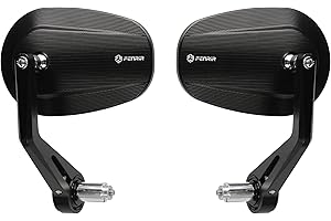 FENRIR Homologué Rétroviseur Moto Embout De Guidon Noir CNC Alliage d'aluminium forgé Anti-éblouissement Conception anti-tremblement Pour Roadster Sporive Scooter Vintages Custom Street Heritage