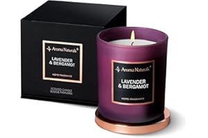 Aroma Naturals Velas, velas perfumadas, cera de soja natural, regalo de decoración de fragancia para el hogar, 35 horas de combustión, tarro mediano (lavanda y bergamota)