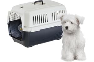 Ferplast Transportín Gato Clipper 3, IATA, Transportín Perro Pequeño y Gatos de hasta 15 Kg, Transportín Rígido, Viaje Mascotas Coche Avión Tren, 64 x 43 x h 43 cm, Puerta de Acero, Cierre Seguro