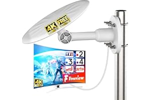 SZKALAK Antenne TV Extérieure Amplifiée – Réception Puissante Longue Portée DVB-T2/TNT HD – Compatible Télévision Numérique 4K UHD & Full HD – Antenne Numérique Résistante aux Intempéries – Câble 10 m