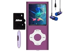 HOTECHS. Hotechs MP3-Player/MP4-Player, MP3-Player mit 32 GB Speicherkarte, schlankes Design, digitales LCD-Display, 4,6 cm (1,8 Zoll) Display, FM-Radio (Lila)