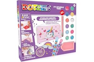 BANDAI Dotzies Sparkling Unicorn Diamond Dotting Kit, Create 3 Accessories with 2,000+ Dotz, Perfect Diamond Art for Kids, Arts and Crafts Diamond Painting Gifts for Girls