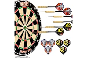 ONE80 Bersaglio Freccette, Bersaglio Freccette Professionali in sisal Include 6 Freccette in Acciaio + Anello numerico Rimovibile, Set Standard