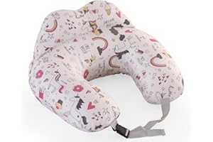 MIFXIN Nursing Pillow, Multifunctional Breastfeeding Pillow with Adjustable Waist Belt, Nursing Pillow with Safety Fence, U-Shaped Multifunctional Pregnancy Pillow, Baby Sitting Support (Rainbow Donut)