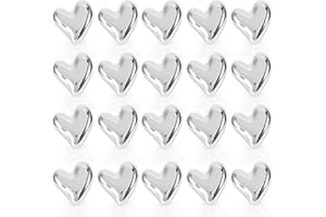 Nilioyul 20 Stück Herz Magnete 3D Kühlschrank, Süße Herzfrmige Dekorative Magnete Gold Silber Kleine Dekorative Magneten Kühlschrank, für Küche Magnettafel Whiteboard Kalender Büro (Silber)