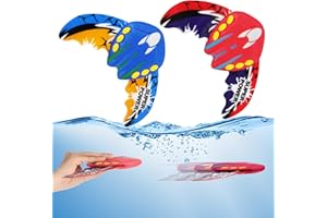 AOOHA Glider sous-Marin, 2 Pièces Poisson Bain Qui Nage Ailes Réglables, Jouets de Plongée, Jouets de Piscine pour Piscine, Baignoire, Eau Extérieure-Rouge Moyen et Bleu