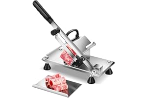 BAOSHISHAN Manual Frozen Meat Slicer Cutter Slicing Machine Spring Meat Feeding Design Home and Commercial Use for Frozen Meat Hard Fruits Vegetables ZB-208C