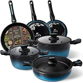 briebe MARE Induction Cookware Set, Forged Steel 9 Pieces, Non-Stick PFOA Free, Set of 3 Professional Pots and 3 Frying Pans,