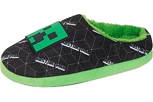 Minecraft Boys Slippers Kids Creeper Gaming Open Back Mules Slip On House Shoes