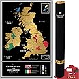 Divalis Great Britain Scratch off Map Large United Kingdom Scratchable Poster 61x41 CM UK Places Ive Been Travel UK Map Laminated Black & Gold Scrape Poster Check off Map England Erasable Map