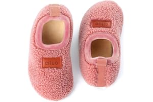 Dream Bridge Kids Sherpa Fleece Slippers with Anti-Slip Sole for Boys Girls