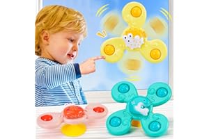 LULULIA Toddler Travel Toys for 1 2 3 Year Old Girl Gifts,Suction Cup Spinner Toys for 1 2 3 Year Old Boys,Fidget Spinner Baby Sensory Toys 6-12 Months Plus,1st Birthday Gifts for 1-3 Year Olds Girls
