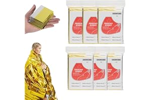YADOBIG Lot de 6 Couverture de Survie, 160 x 210cm Couverture Survie Réutilisable Argenté Doré pour Extérieur, Randonnée, Survie, Froid, Isolation, Imperméabilité, Indéchirable