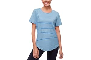 Terecey T-Shirts de Sport Femme Sechage Rapide Tee Shirt Femme à Manches Courtes Tops Sport Col Rond pour Yoga Running Fitness Pilates S-XXL