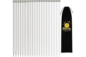 Reessy 26PCS/13Pairs Knitting Needles Set, 2 mm-10 mm Metal Single Pointed Needle, 35cm Long Knitting Needles, Straight Knitting Needle with Soft Storage Case for Beginners Professional Handmade DIY