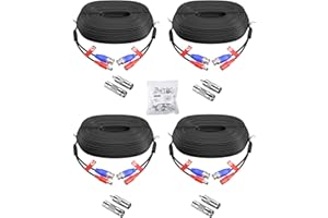 ZOSI Pack de 4 Rallonge Câbles Vidéo 30 mètres BNC Extension pour Système de Surveillance CCTV-Couleur Noir