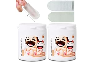 kulloomii Salviette per Dita Cura Dentale; Riduce la placca e rinfresca l'alito, Salviette per la Pulizia dei Denti per Cani e Gatti, 100 salviette monouso