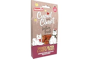Rosewood Cupid & Comet Smoked Salmon and Cheese Cat Treats - Made with Real Meat, Luxury Treats for Cats, Small Bite Sized Cat Snacks, Festive for Cats (70g)