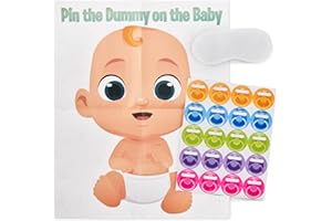 Sass Party & Gifts Baby Shower Game - Pin The Dummy on the - Includes 20 Stickers, Large Poster and Luxury Blindfold (Option 1)