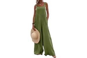 Acrawnni Damen Latzhose Vintage Floral Gedruckt Lose Casual Baggy Ärmellos Overall Lang Jumpsuit Playsuit Hosen Romper