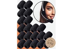 CHUNBAI 20 pcs Mousse Micro Casque, Bonette Micro Casque, Bonette Microphone, Petit Filtre de Bruit de Microphone, Taille Mini, pour La Salle de Classe, La Salle de Conférence, Les Interviews d'Actualités