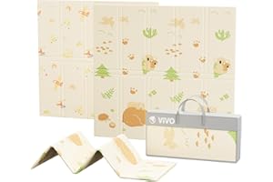 VIVO TECHNOLOGIES Baby Play Mat, Large Reversible & Foldable Waterproof Foam Playmat 120x120cm, Double-Sided Non-Slip Toddler Floor Mat for Crawling, Tummy Time, Nursery, Portable Floor Mat
