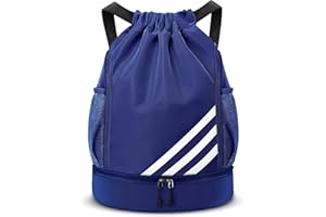 RHITCHY Bolsa de deporte con cordón, bolsa de fútbol, mochila deportiva de gran capacidad, mochila deportiva ajustable con compartimento para pelotas, impermeable, mochila para mujer, hombre y niño
