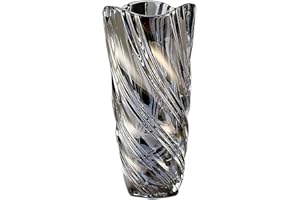 RIVER-CJ Glas Blume Vase, 24cm hohe Moderne Minimalistische Glasvase Mordische Kristall Dekorative Handgemachte Blumenarrangement für Home Office Dekor, Geschenk für Hochzeit Housewarming feiern (Grau-2)