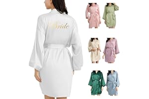 OWITER Women's Satin Robe Bride Bridesmaid Robe for Wedding Bridal Party Luxury Gifts,bride dressing gown for women 6064
