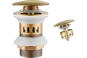 WOMAO Tapon Pop Up Lavabo Latón Antiguo, Retro Mate Desagüe Lavabo Fregadero con rebosadero, Click-Clack Válvula de desagüe emergente con Cesta de colador Universal