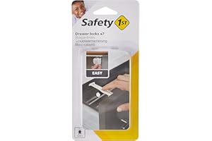 Safety 1st Kindersicherung für Schubladen und Schränke, Schubladensicherung, Schranksicherung für Babys und Kinder, zum einfachen Schrauben (7 Stück inklusive Schrauben), weiß