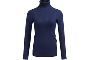 Hotouch Pull Femme Col Roulé Hiver Chaud Chandail Manches Longues Sweater Chic Élégant Tuniques Unies Tricot Fine Coupe Slim Pullover S-XXL