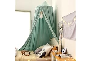 Koomuao Betthimmel Babybett Kinder Babys Baldachin Betthimmel Baumwolle Hängende Rund Moskitonetz für Kinderzimmer und Spielzimmer Dekoration, Höhe 250cm (Grün)