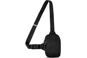 kieyeeno Sling Bag tasca sul petto da uomo, crossbody bag zaino da uomo e donna traspirante in nylon impermeabile con chiusura a strappo per ciclismo, campeggio, allenamento, Nero , S