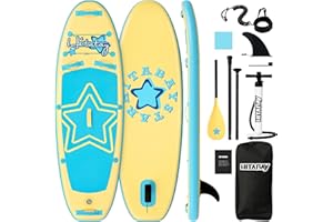 HITABAY Tavola Gonfiabile per Bambini, 2,4 m, Accessori per Bambini, Durevole, Design Stabile, Ampia Tavola Antiscivolo, Tavola SUP Gonfiabile per Giovani e Bambini