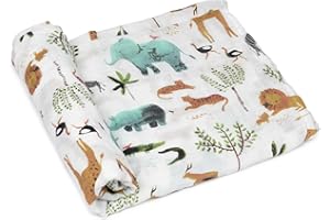 Micu Micu Muselinas Bebé Algodón 120x120, 1 Pieza, Extra Suaves, Gran Tamaño, Arrullo Bebé y Regalo Recién Nacido (Animales)