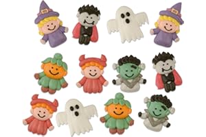 Kaffeehaus Diamant - essbare Zuckerdekoration Halloween - 12 Halloween Aufleger aus Zucker - Streudeko für Muffins, Torten, Kuchen und Cupcakes - gruselige Kostüme