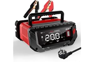 Haisito Schnelleres ladegerät für handbetrieb12 V 24 V, 20A Car Battery Charger Smart Rapid Battery Charger, Car Motorcycle Trickle Charger for Li-Iron Phosphate Batteries AGM, Gel, MF, EFB, SLA, VRLA