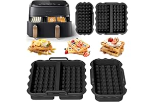 YFKJEU 2 Stück Waffeleinsatz Zubehör für Philips Dual Basket Airfryer 3000-5000 serie 9L(6L/3L), Silikon Waffelform für Philips Airfryer 9L - Heißluftfritteuse Belgische Waffeln Silikonform