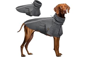 SlowTon Abrigo para Perro Invierno, Cálido Forro Polar para Exteriores con Bufanda De Cuello Alto, Rayas Reflectantes, Chaleco Resistente Al Viento, Juegos Suaves para Mascotas