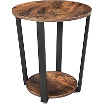 Table D'Appoint VASAGLE 75cm - 2 Étages Treillis, Acier Et Bois - Bureau, Chevet, Salon