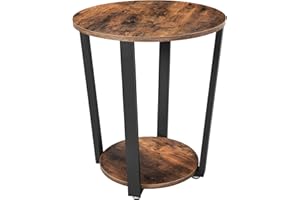 ‎VASAGLE VASAGLE Stolik pomocniczy, okrągły stół ze stalową ramą, do salonu, sypialni, łatwy montaż, industrialny, rustykalny brązowy i czarny LET57X