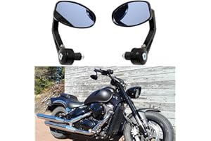 KRTOPO 1 Pair Motorcycle Rear View Mirrors Black Universal 7/8 22MM Handebar Bar End Side Mirror for Scooter