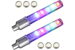 Times Mark 2 Pcs Bike Spoke Lights, Bicycle Wheel Tire Valve Cap Spoke Neon 5 LED Flash Lights Lamp Cycle Lights, Waterproof 7 Blinking Modes with Batteries, Bike Accessories for Adults and Kids